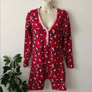 Women's Red Leopard Print Pajama Romper